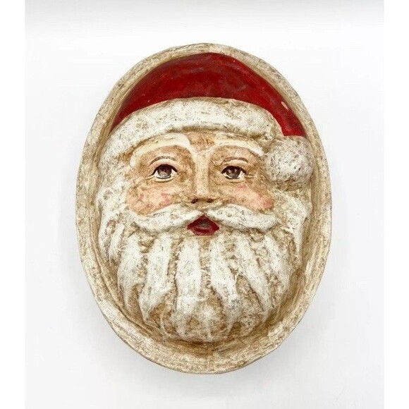 Kurt Adler Santa Claus Papier Mache Box Storage Decorative Oval Vintage 3D *READ - Picture 13 of 13
